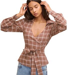 NWT Marissa Webb Women’s Brown Mia Lightweight Flannel Top - size Small